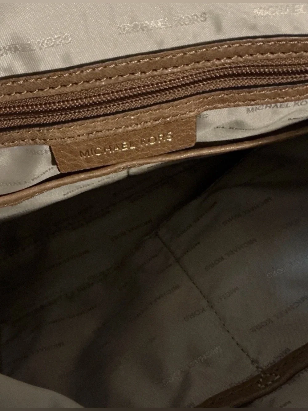 Michael Kors Astor Studded Satchel Top Handle Crossbody Shoulder Bag Brown EUC